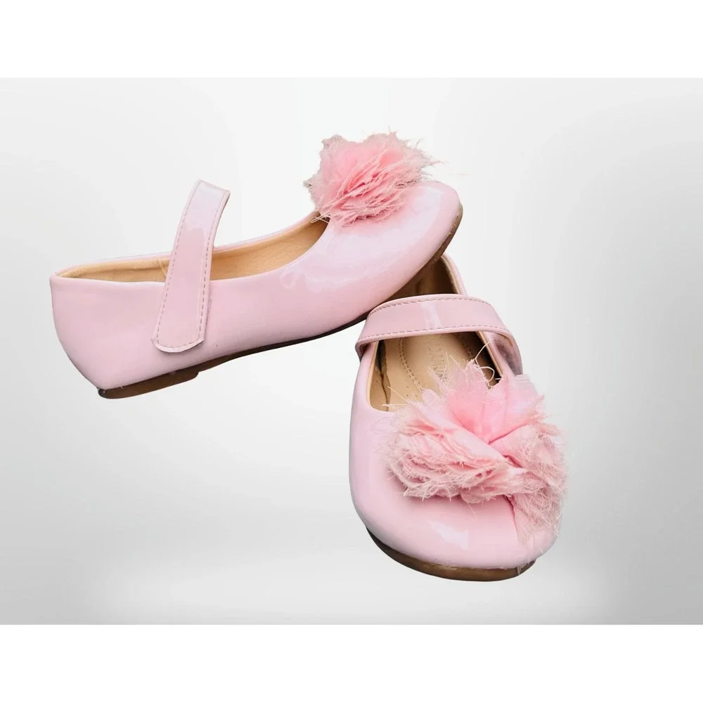 GUC ADAMUMU Toddler/Girl Mary Jane Ballet Flats Flower Embellishment Size 11